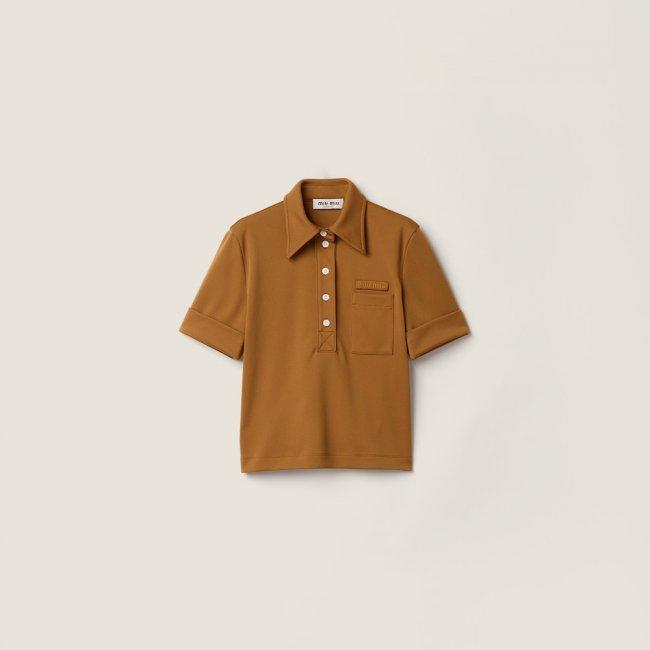 Miu Miu Technical jersey polo shirt Cinnamon