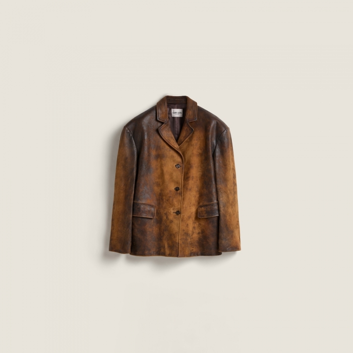 Miu Miu Waxed suede leather jacket Cognac
