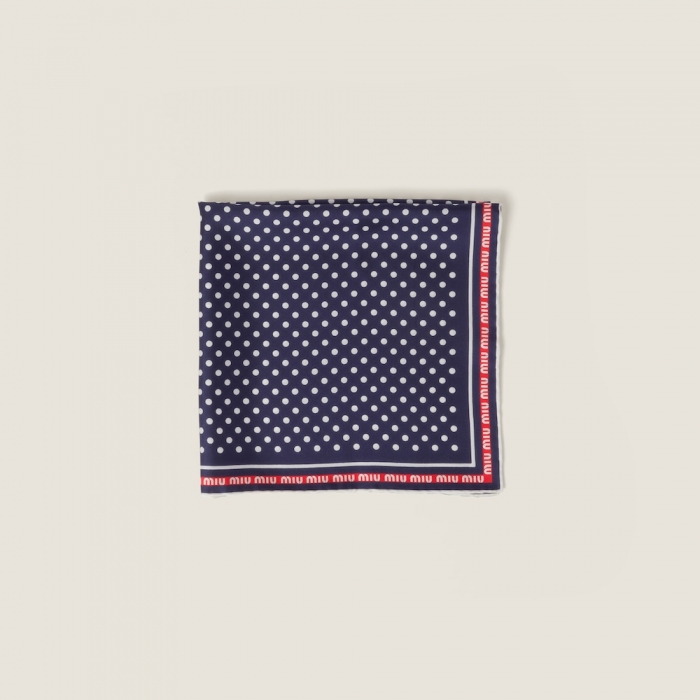 Miu Miu Printed twill scarf - Blue/White