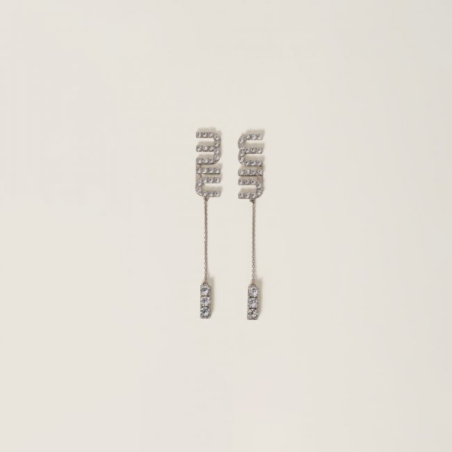 Miu Miu Pendant earrings with crystals Steel / Crystal