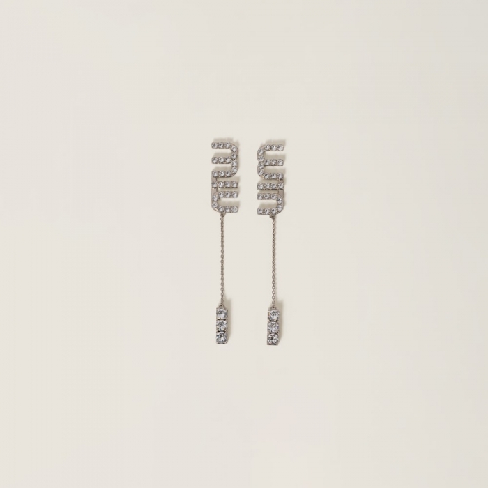 Miu Miu Pendant earrings with crystals Steel / Crystal