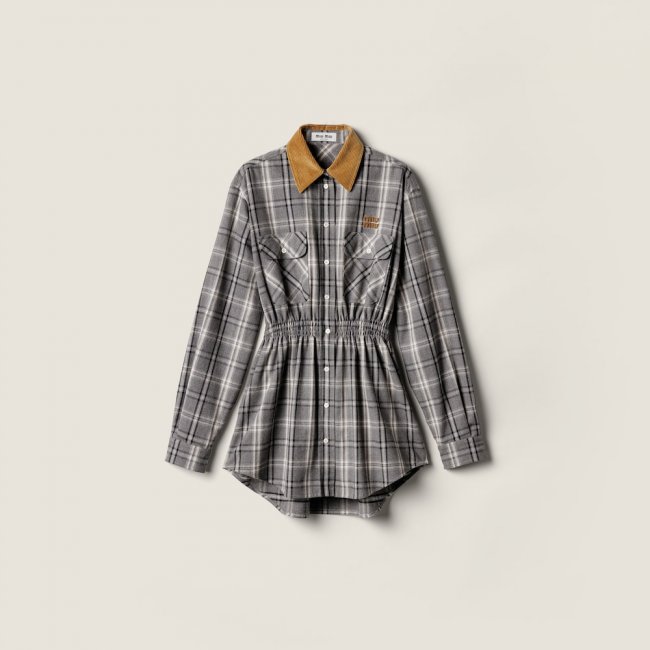 Miu Miu Flannel mini-dress Slate Gray