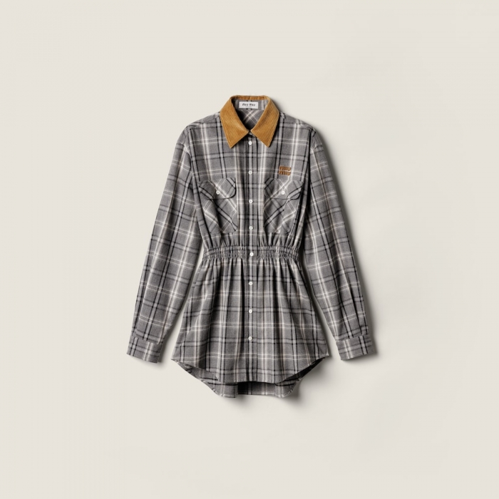 Miu Miu Flannel mini-dress Slate Gray
