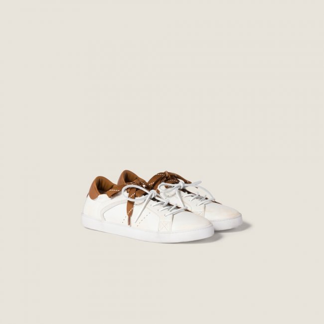 Miu Miu Deco' leather sneakers White / Cognac