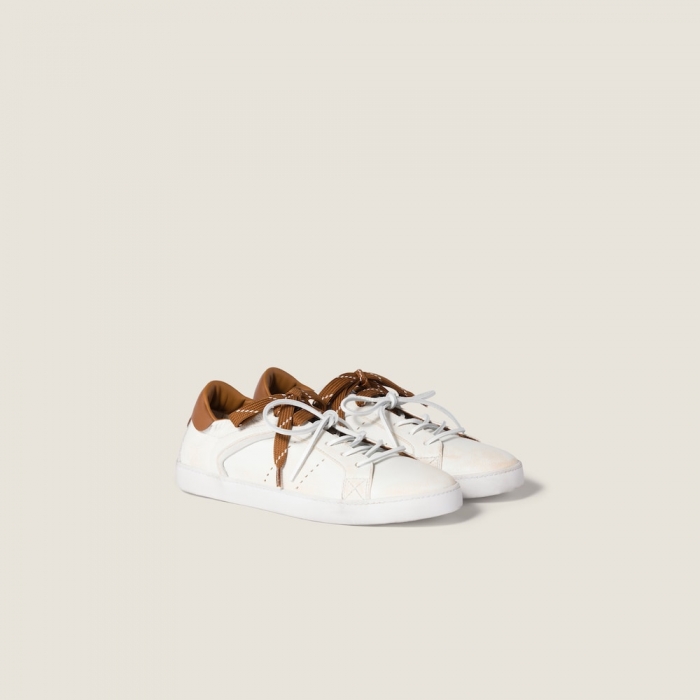 Miu Miu Deco' leather sneakers White / Cognac
