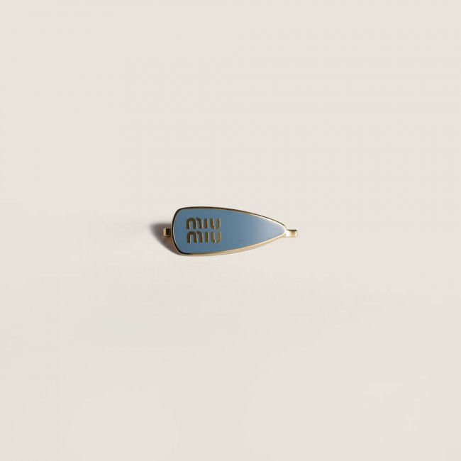 Miu Miu Enameled metal hair clip - Light Blue
