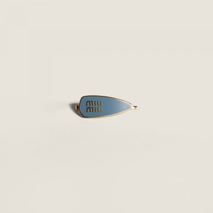 Miu Miu Enameled metal hair clip - Light Blue