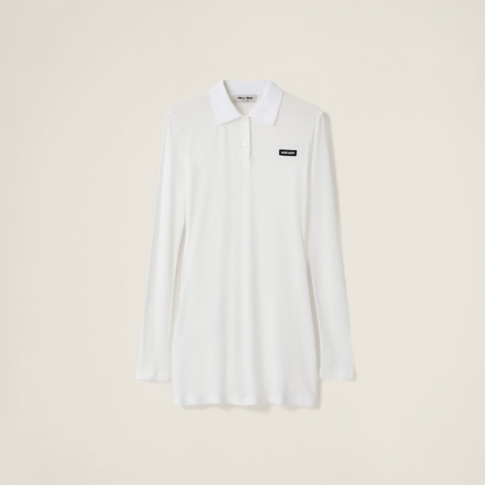 Miu Miu Ribbed jersey mini-dress White