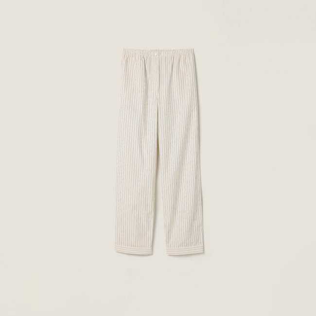 Miu Miu Striped poplin pajama pants Cream