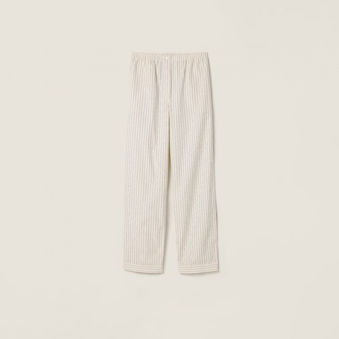 Miu Miu Striped poplin pajama pants Cream