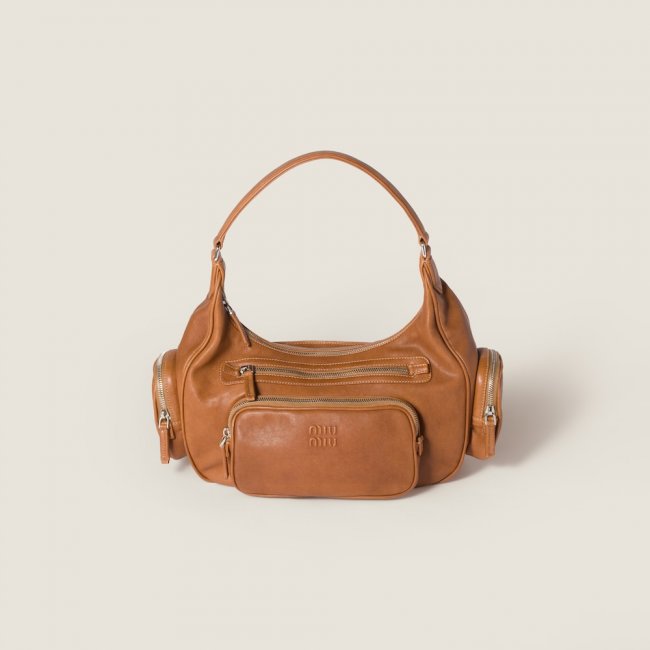 Miu Miu Pocket nappa leather bag Caramel