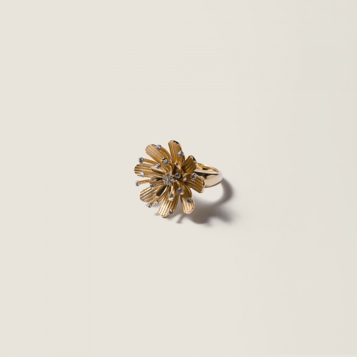 Miu Miu Metal ring with crystals Vintage Gold / Crystal