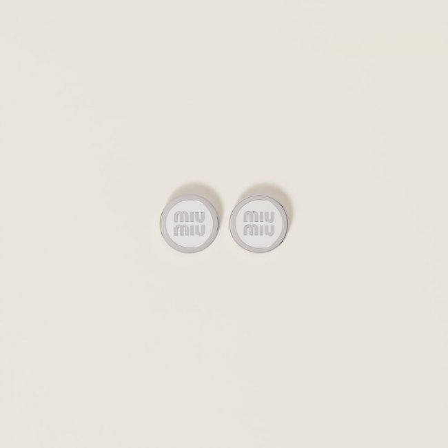 Miu Miu Enameled metal earrings White