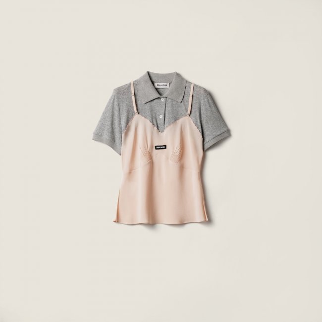 Miu Miu Marocain crepe top Peach / Gray