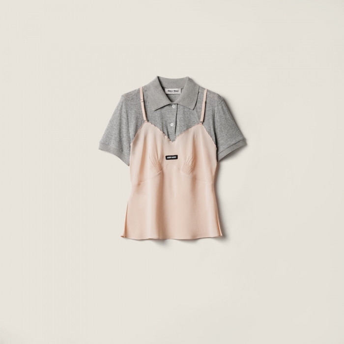 Miu Miu Marocain crepe top Peach / Gray