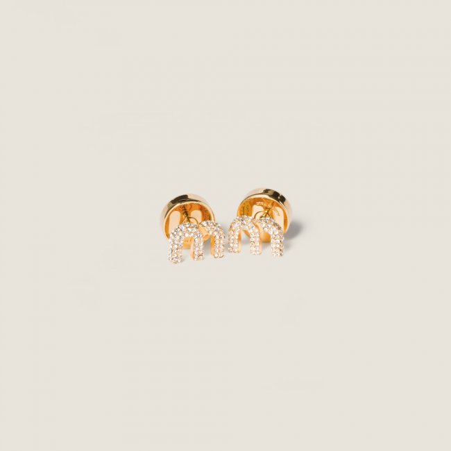Miu Miu Metal earrings with crystals Gold / Crystal