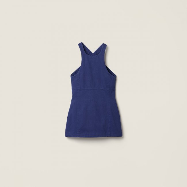 Miu Miu Garment-dyed gabardine mini-dress Ink Blue