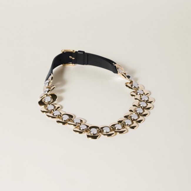 Miu Miu Leather and metal belt - Black