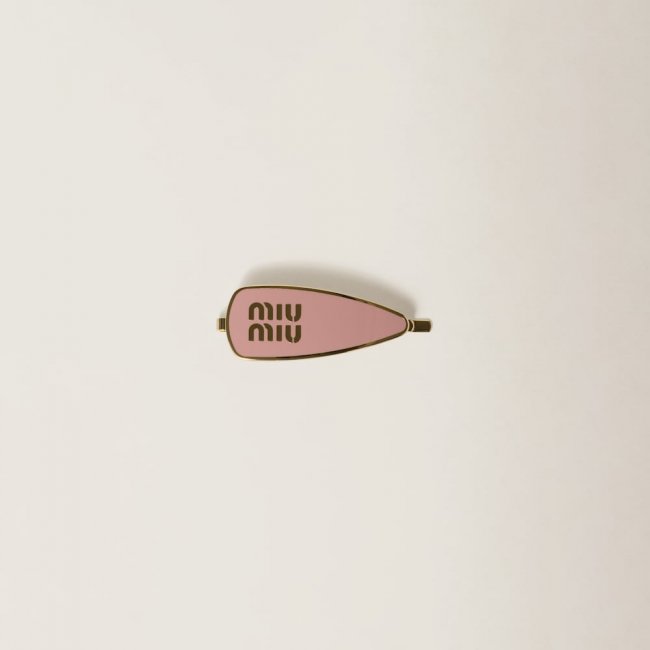 Miu Miu Enameled metal hair clip - Orchid Pink