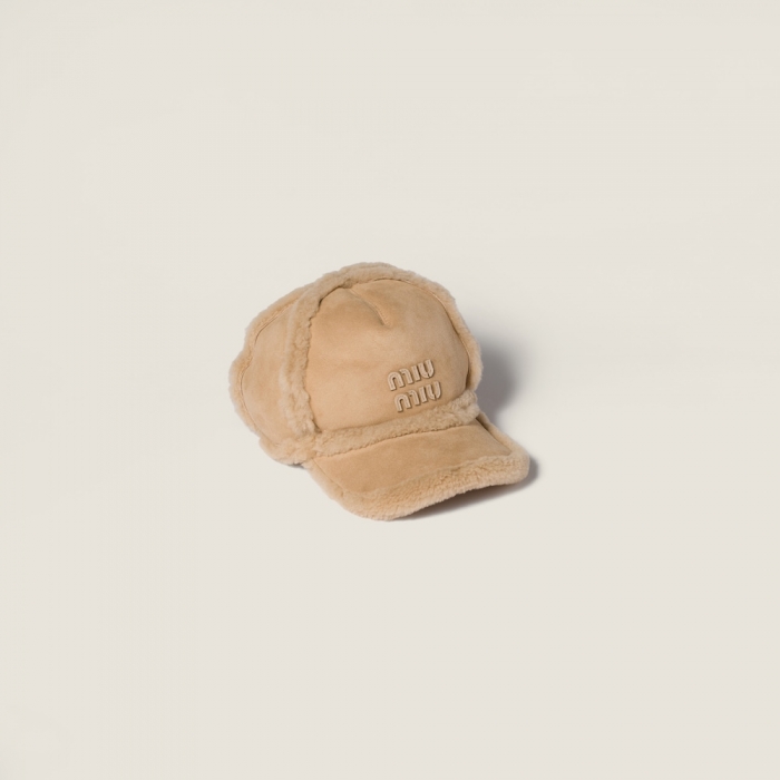 Miu Miu Shearling baseball cap - Sand Beige