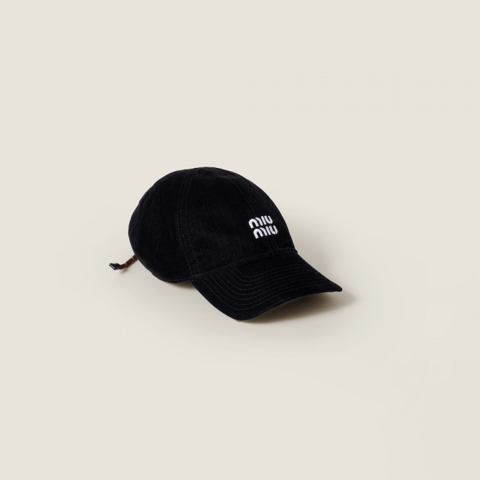 Miu Miu Velvet baseball cap - Black/Tobacco