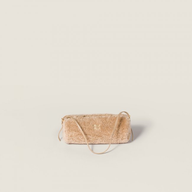 Miu Miu Shearling Pouch - Sand Beige