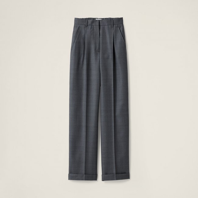 Miu Miu Prince of Wales checked wool pants Slate Gray