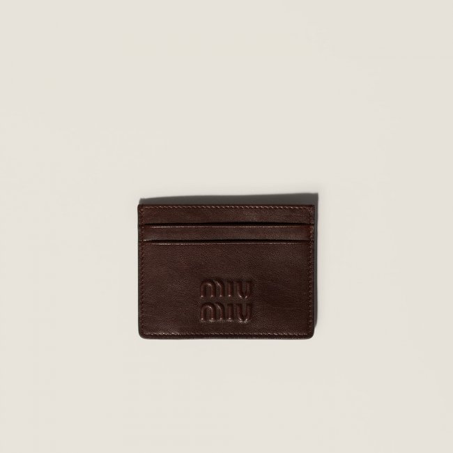 Miu Miu Nappa leather card holder Briarwood