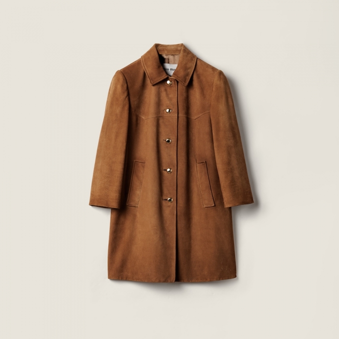 Miu Miu Waxed suede coat Cinnamon