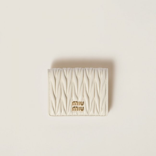 Miu Miu Small matelassé nappa leather wallet White