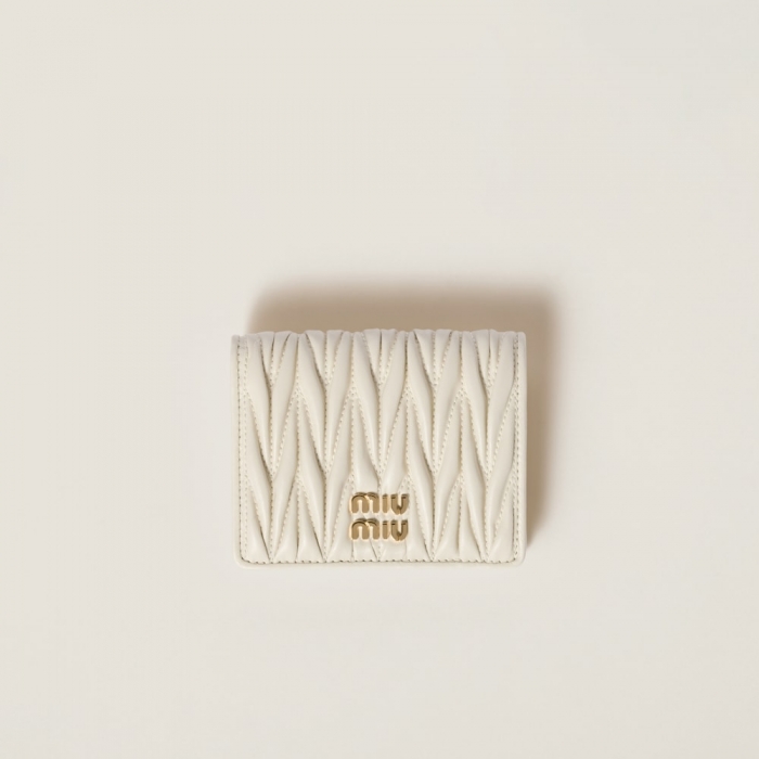 Miu Miu Small matelassé nappa leather wallet White