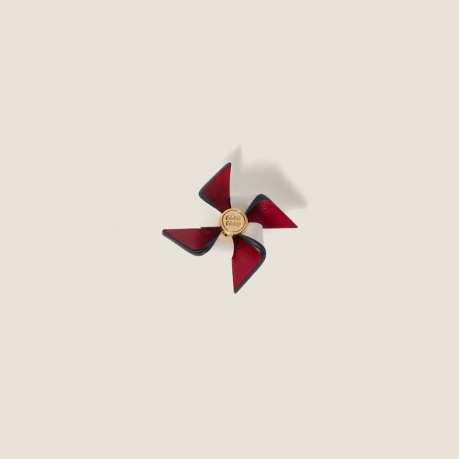 Miu Miu Leather pinwheel brooch - Red/White