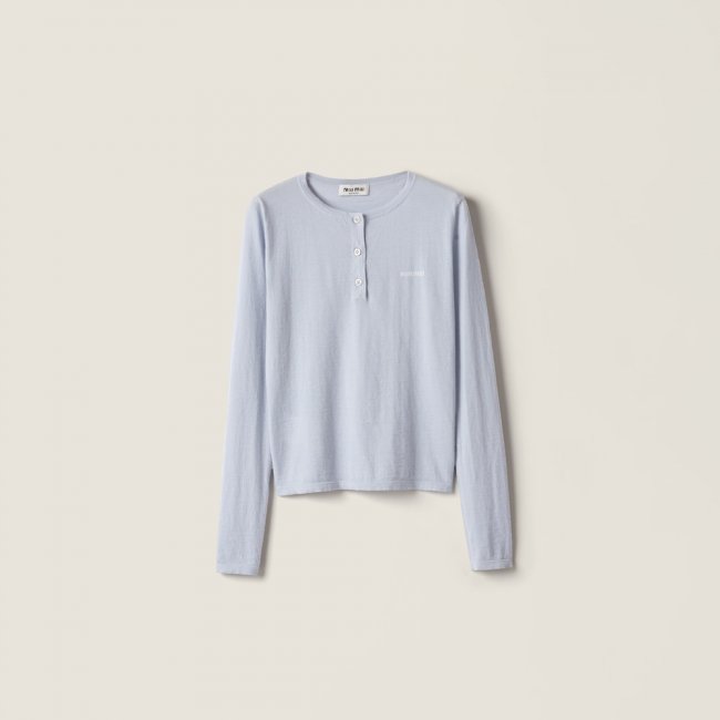 Miu Miu Cashmere Henley sweater Sky Blue