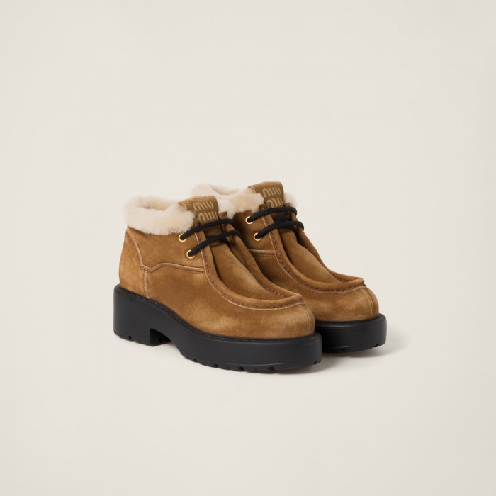Miu Miu Faded suede booties Cinnamon