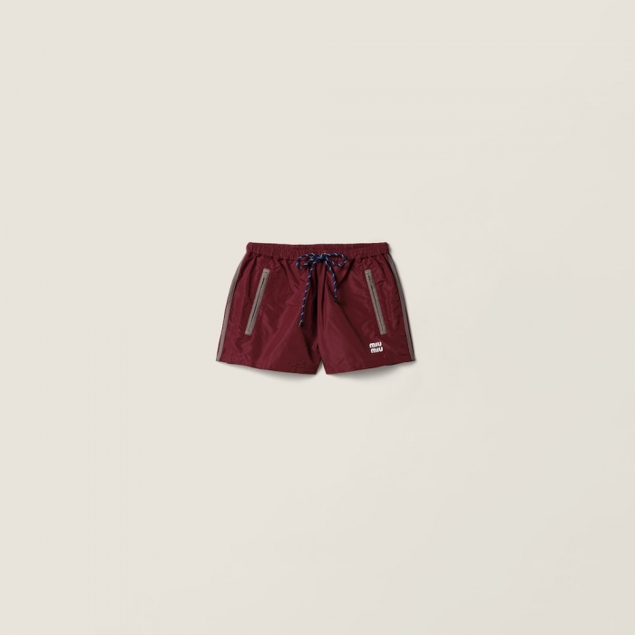 Miu Miu Technical fabric shorts Amaranth Red / Maize Yellow