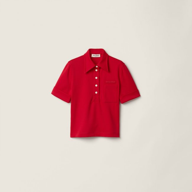 Miu Miu Technical jersey polo shirt Ruby Red