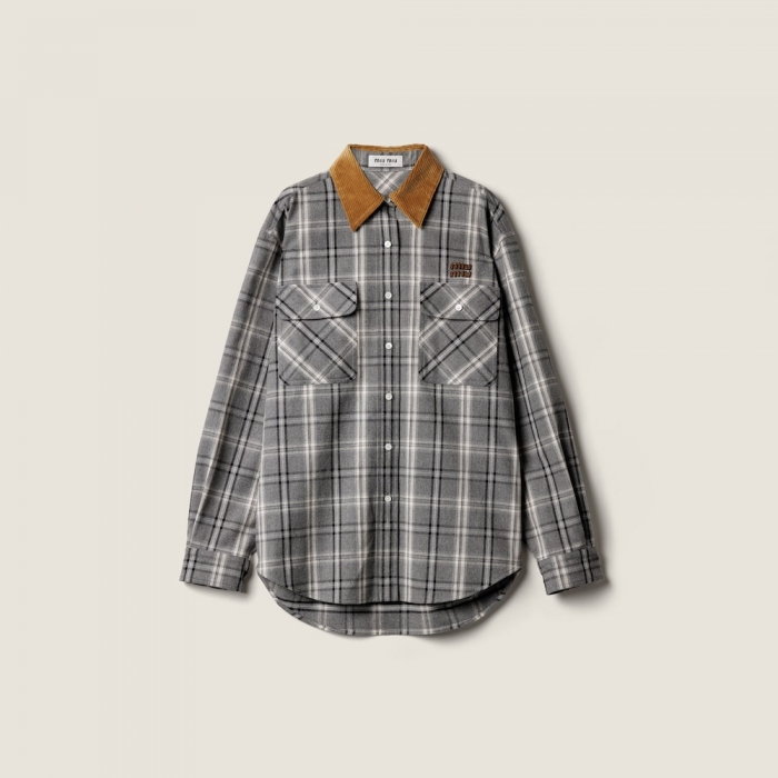 Miu Miu Checked flannel shirt Slate Gray