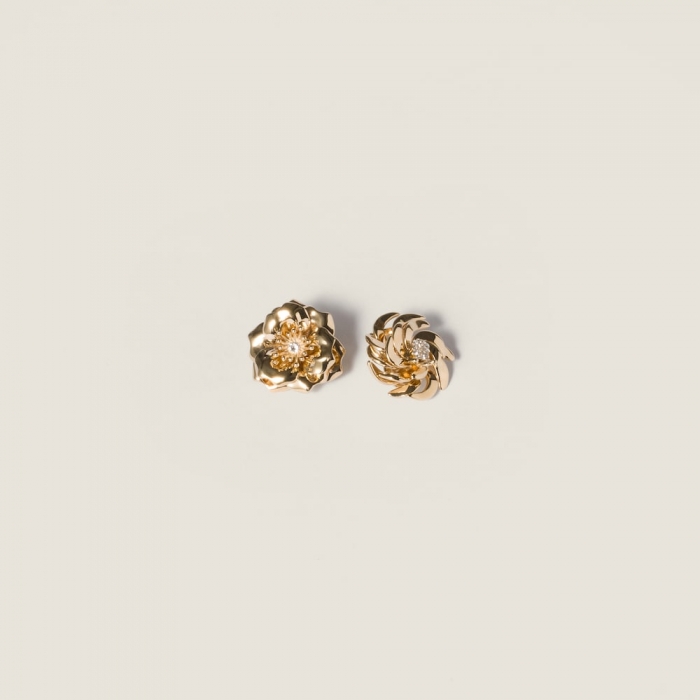 Miu Miu Metal earrings with crystals Vintage Gold / Crystal