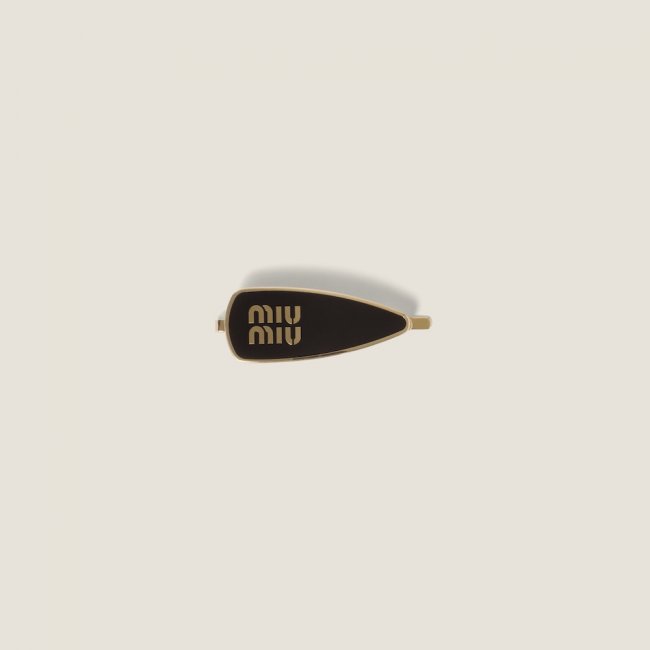 Miu Miu Enameled metal hair clip - Black