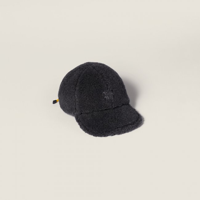 Miu Miu Fleece baseball cap - Anthracite /Yellow