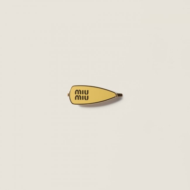 Miu Miu Enameled metal hair clip - Vanilla