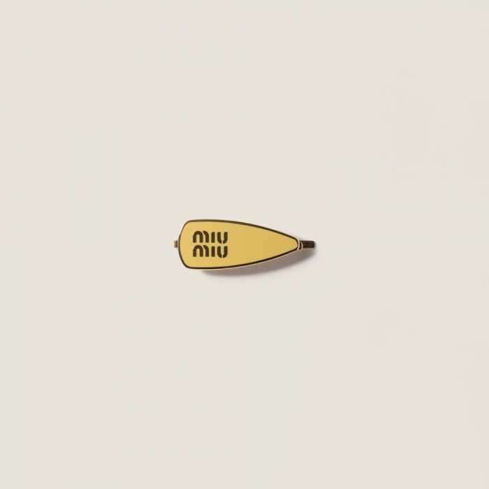 Miu Miu Enameled metal hair clip - Vanilla