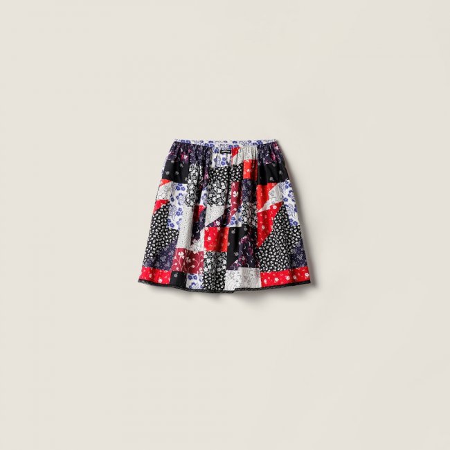 Miu Miu Patchwork poplin skirt Multicolored