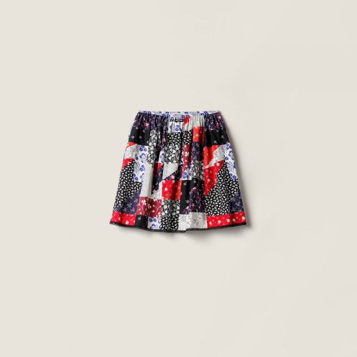 Miu Miu Patchwork poplin skirt Multicolored