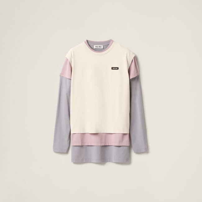 Miu Miu Set of 3 Jersey T-shirts Opal / Granite / Sand