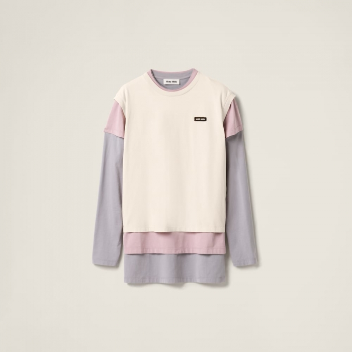 Miu Miu Set of 3 Jersey T-shirts Opal / Granite / Sand