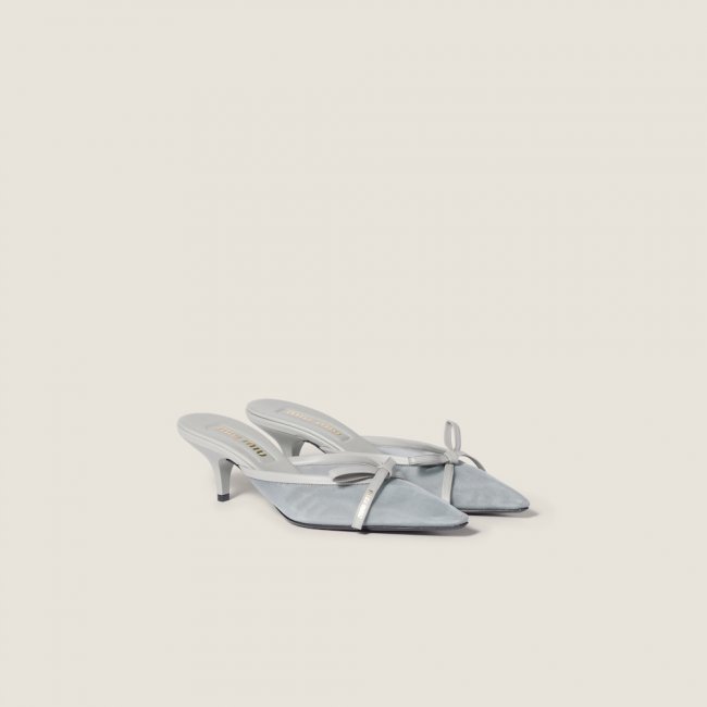 Miu Miu Mesh fabric heeled mules Aluminum