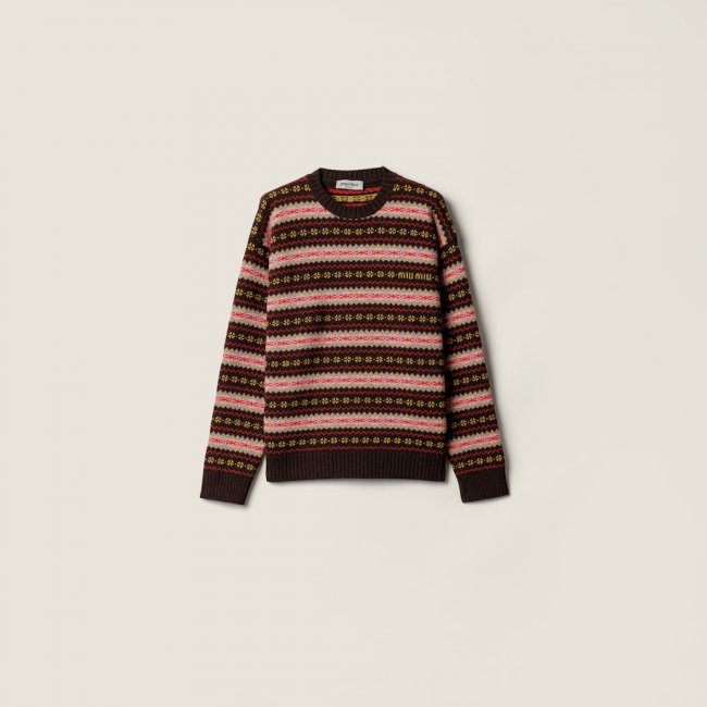 Miu Miu Wool crew-neck sweater Dark Brown