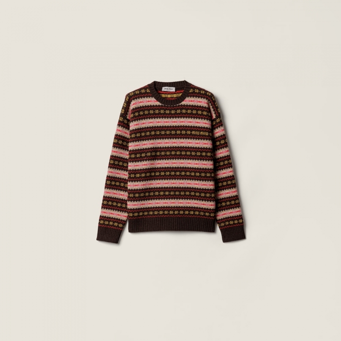 Miu Miu Wool crew-neck sweater Dark Brown