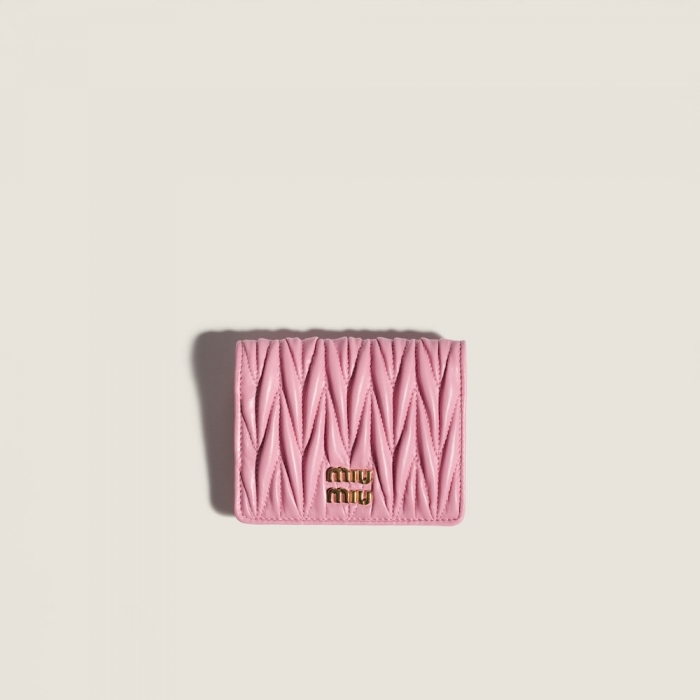 Miu Miu Small matelassé nappa leather wallet Pink